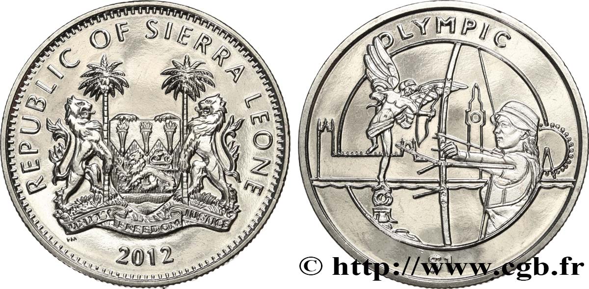 SIERRA LEONE 1 Dollar Proof Jeux Olympiques de Londres : tir à l’arc 2012  ST 