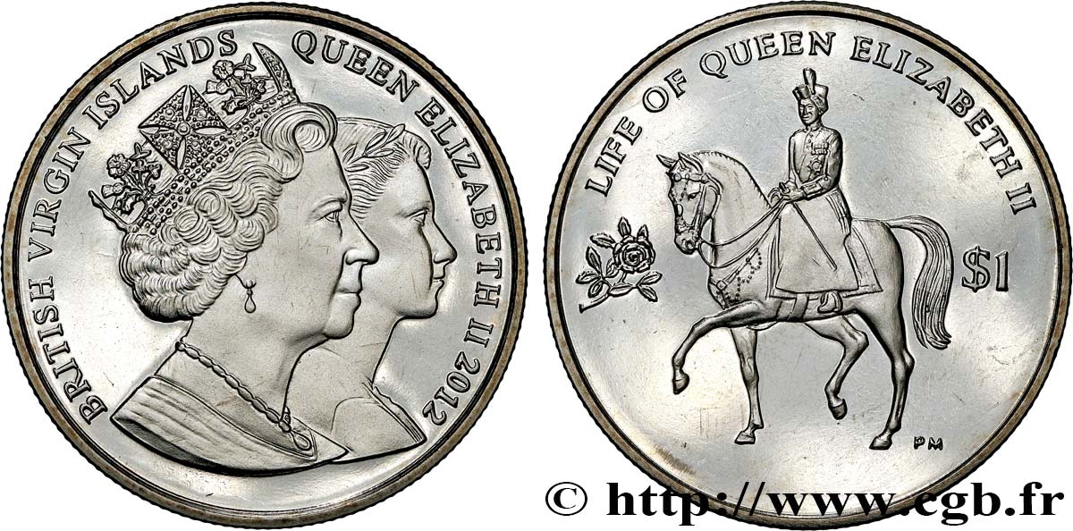 BRITISCHE JUNGFERNINSELN 1 Dollar Proof reine Élisabeth II 2012 Pobjoy Mint fST 