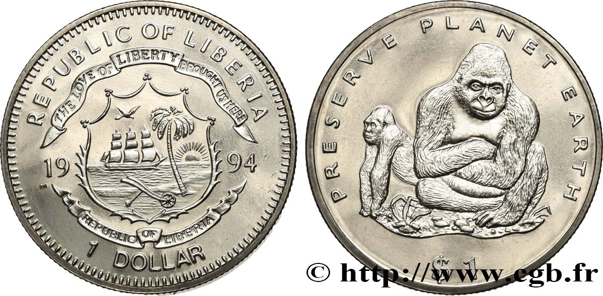 LIBERIA 1 Dollar gorilles 1994 Pobjoy Mint SPL 