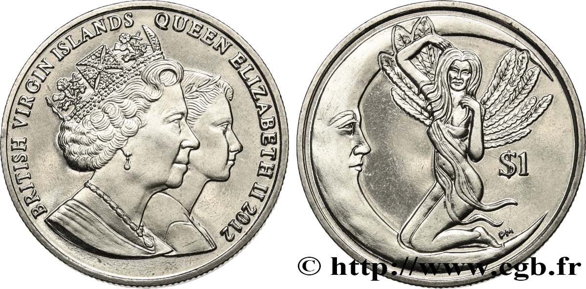 ISOLE VERGINI BRITANNICHE 1 Dollar Proof Élisabeth II / Junon Februa 2012 Pobjoy Mint MS 