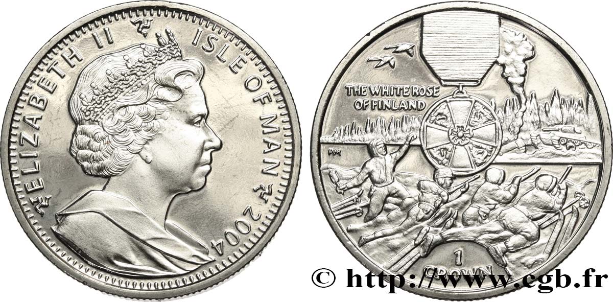 ISLE OF MAN 1 Crown Proof Élisabeth II - Ordre de la Rose Blanche de Finlande 2004 Pobjoy Mint MS 