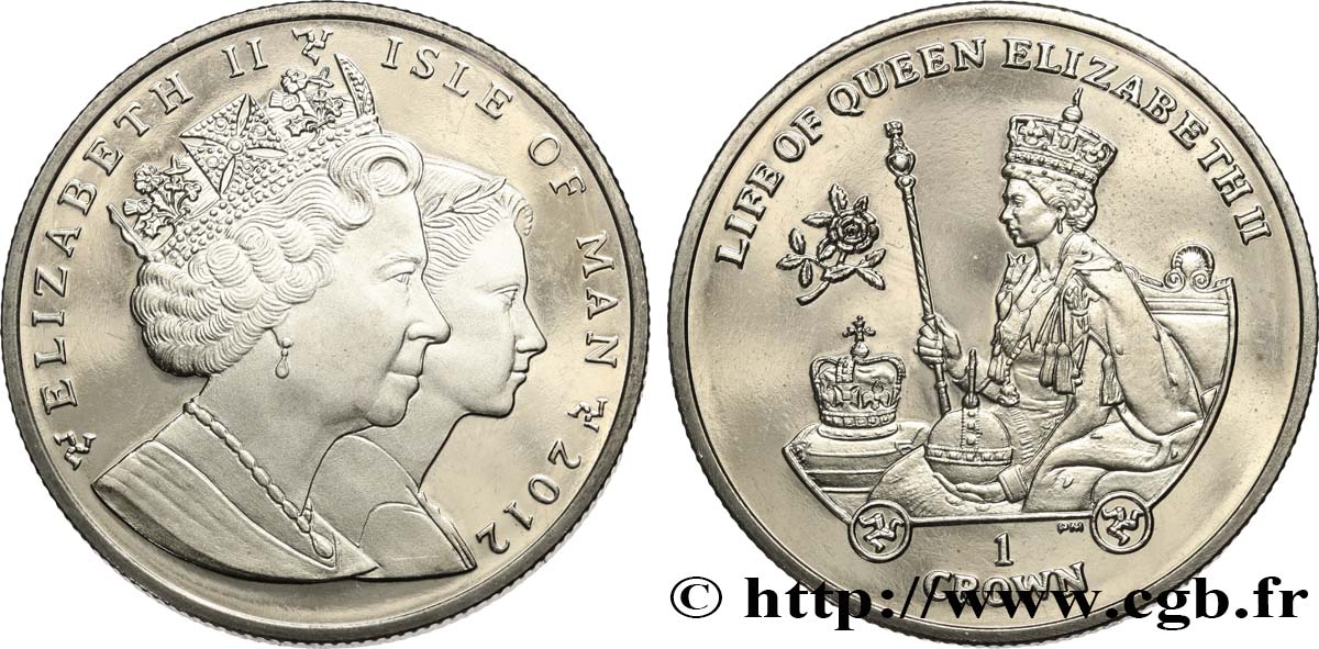 ISLE OF MAN 1 Crown Proof Couronnement de la reine Élisabeth II 2012 Pobjoy Mint MS 