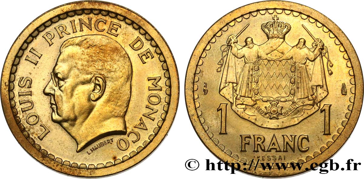 MONACO Essai de 1 Franc bronze-aluminium Louis II n.d. Paris MS 