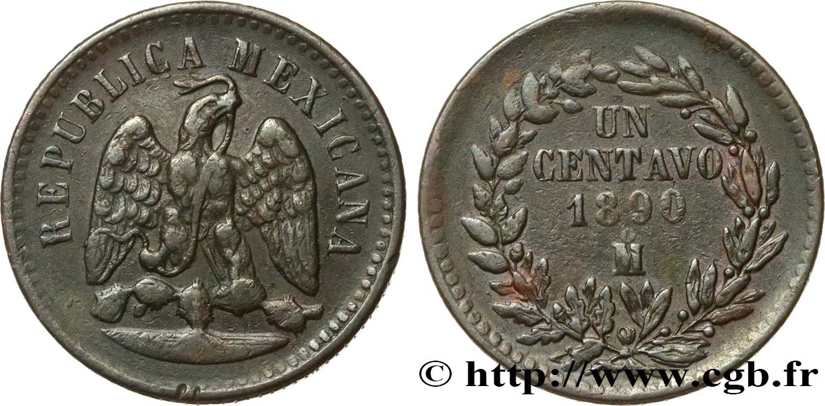 MEXIQUE 1 Centavo 1890 Mexico TB+
