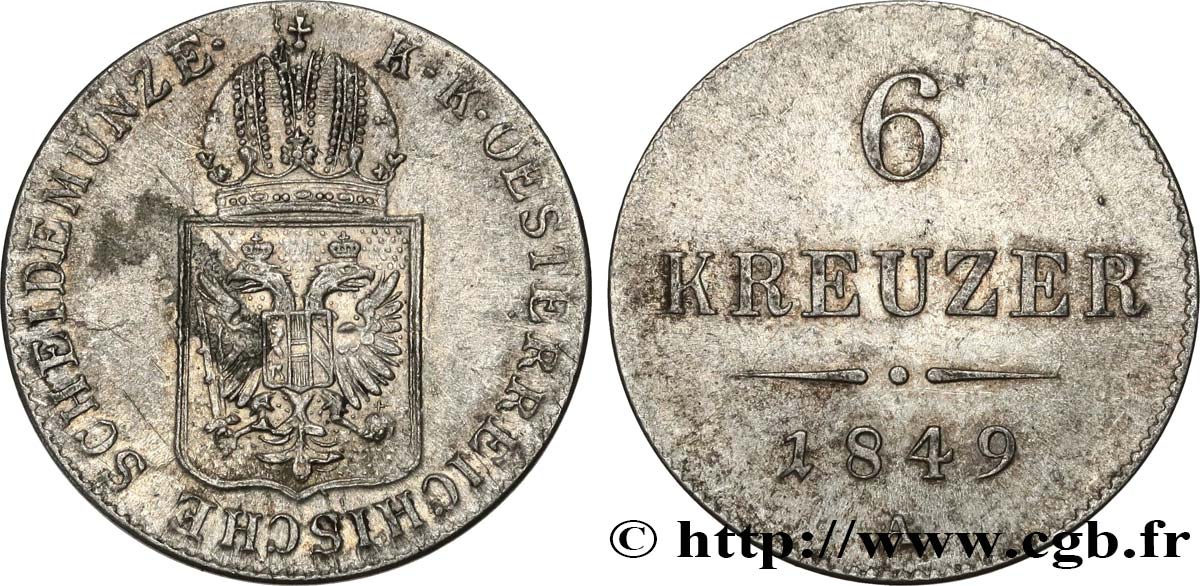 AUSTRIA 6 Kreuzer 1849 Vienne AU 