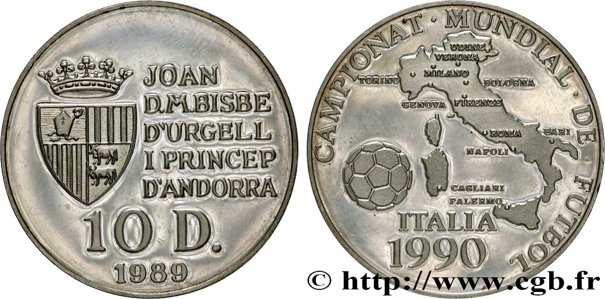 ANDORRA 10 Diners Proof Coupe du Monde 1990 1989  MS 