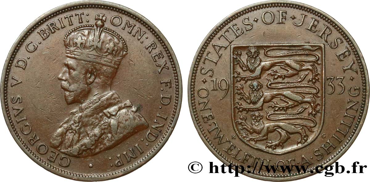 JERSEY 1/12 Shilling Georges V 1933 TTB