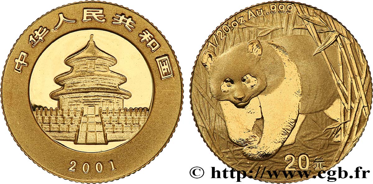 CHINA 20 Yuan Panda 2001  MS 
