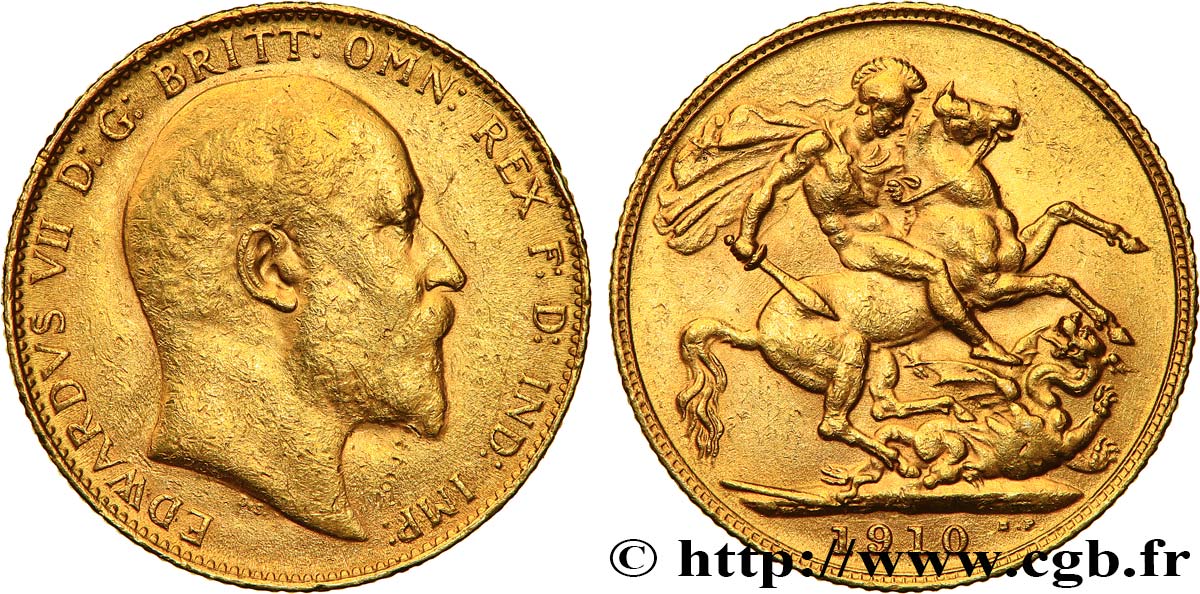 OR, PALLADIUM ET PLATINE INVESTISSEMENT 1 Souverain Édouard VII 1910 Londres TTB