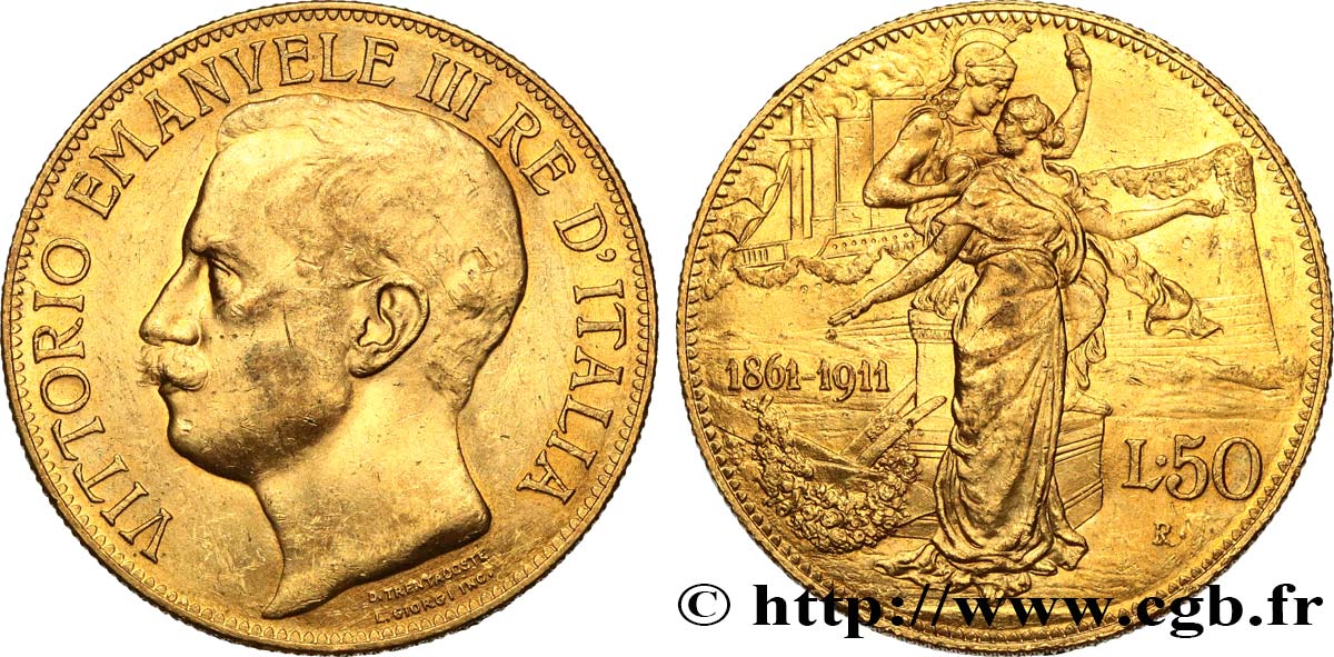 ITALIE - ROYAUME D ITALIE - VICTOR-EMMANUEL III 50 Lire 1911 Rome SUP 