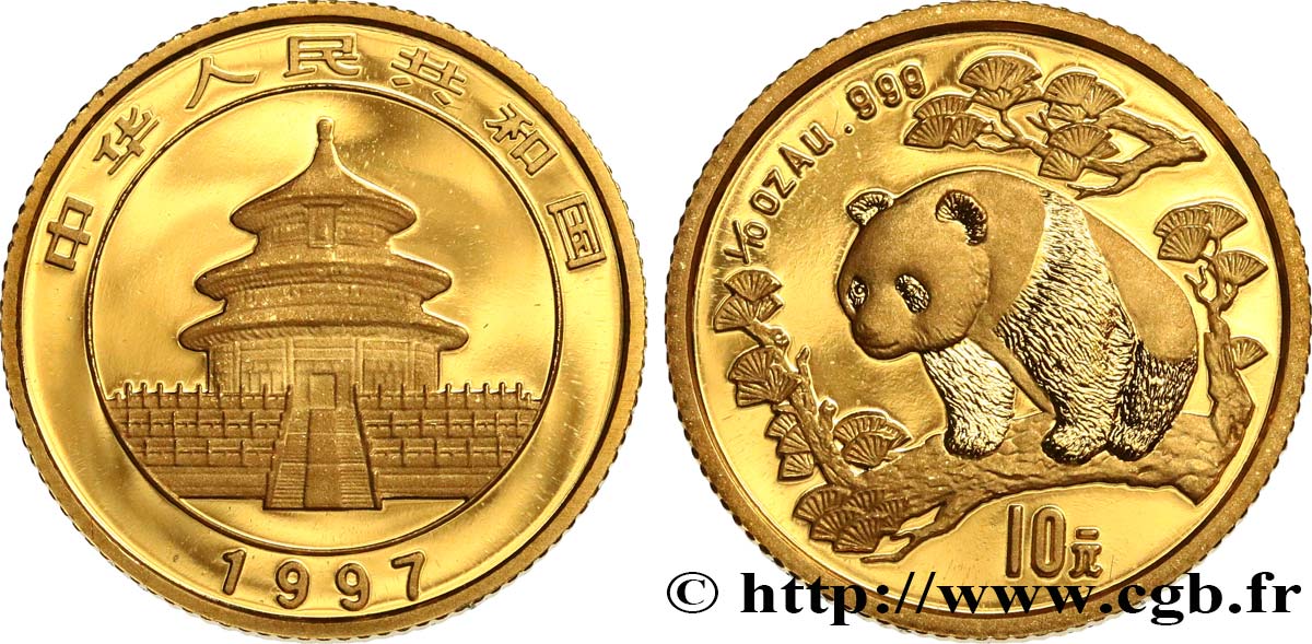 CHINA 10 Yuan Panda “Large date” 1997  MS 