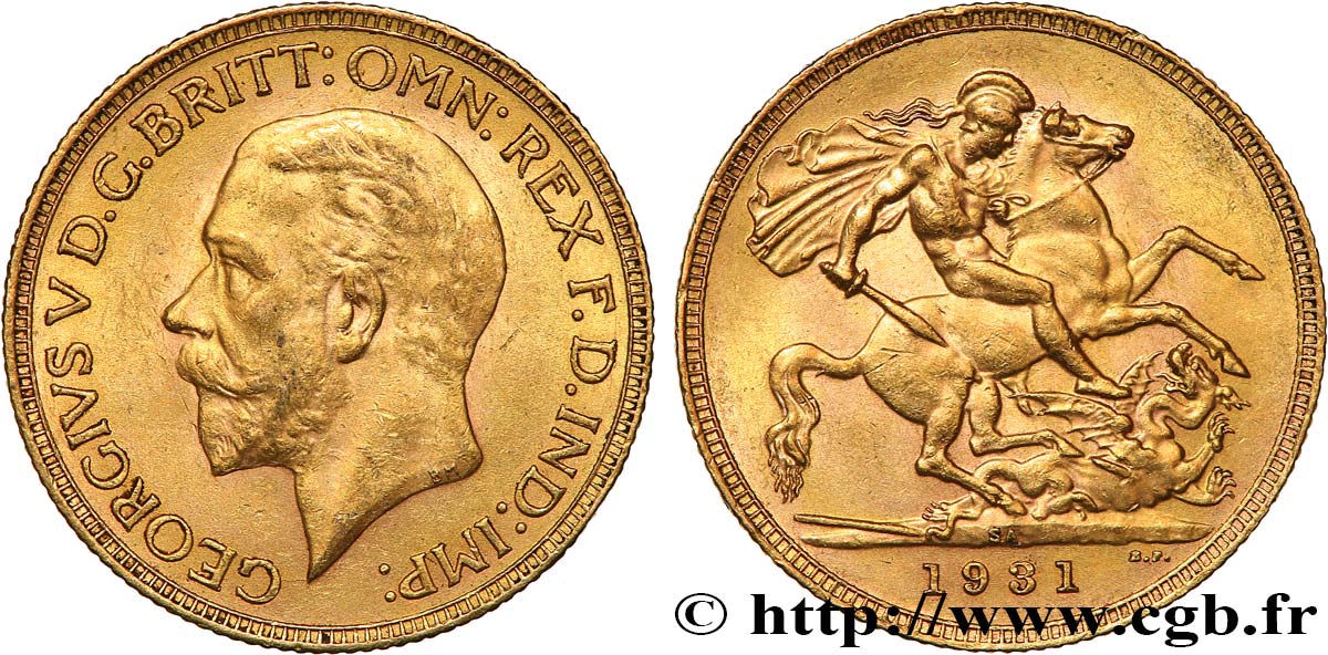 INVESTMENT GOLD 1 Souverain Georges V 1931 Afrique du Sud AU 