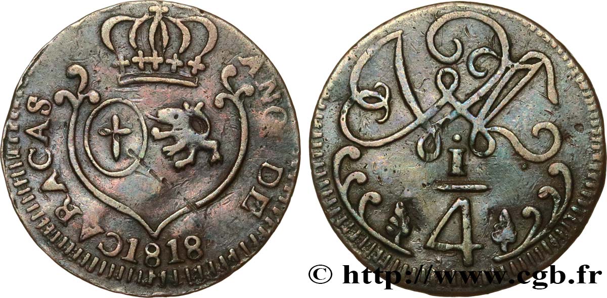 VENEZUELA 1/4 Real Province de Caracas 1818 TTB
