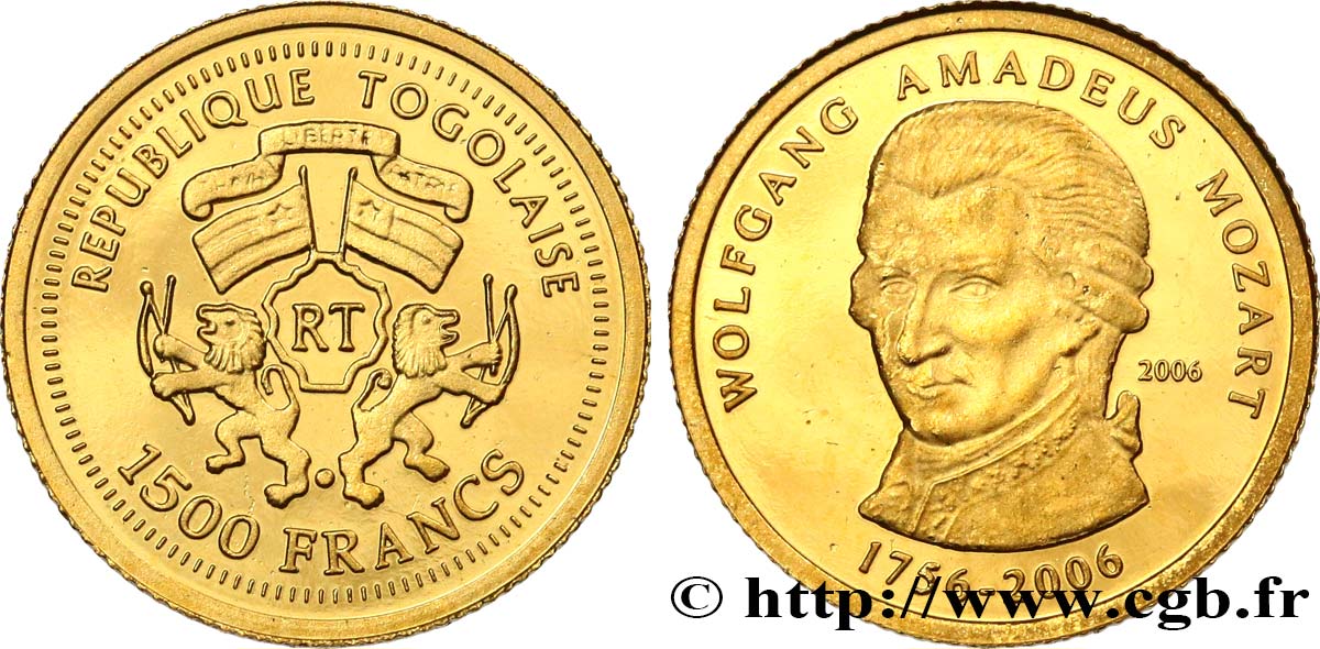 TOGO 1000 Francs Proof Mozart 2006  MS 
