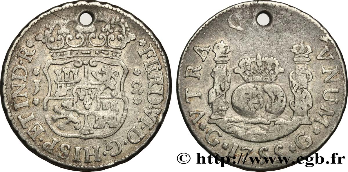 GUATEMALA 2 Reales FERDINAND VI 1755 Guatemala VF 