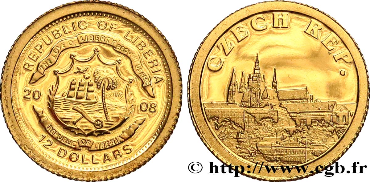 LIBERIA 12 Dollars Proof République Tchèque 2008  SPL 