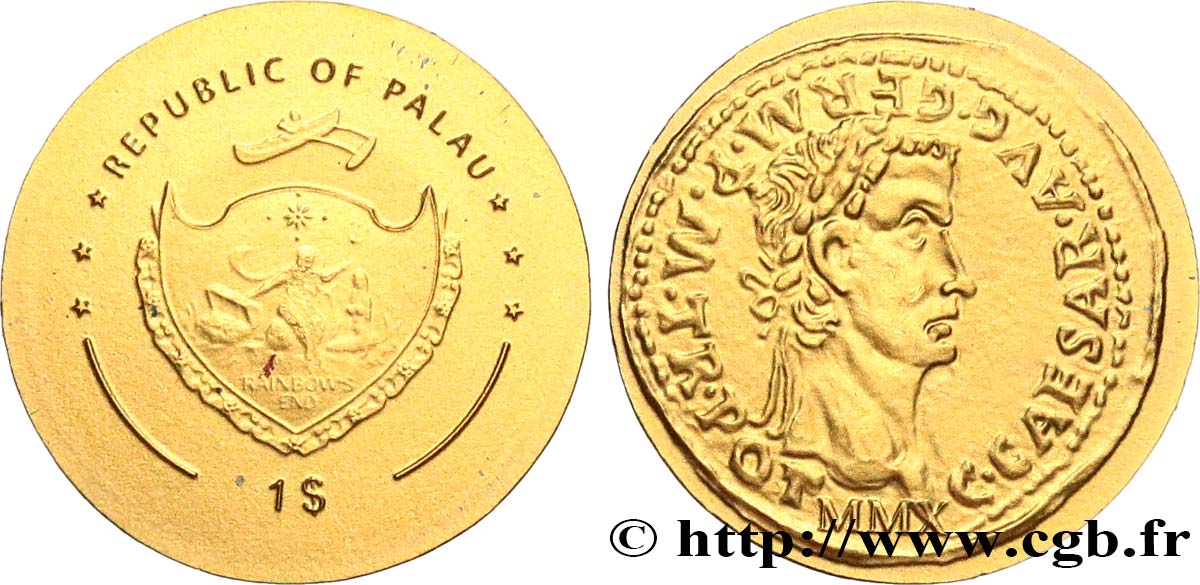 PALAU 1 Dollar série monnaies romaines : monnaie de Germanicus 2010  MS 