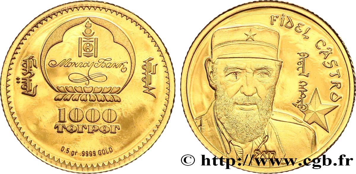 MONGOLIA 1000 Tögrög Proof Fidel Castro 2017  MS