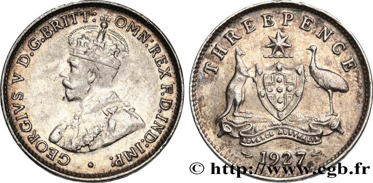 AUSTRALIA 3 Pence Georges V 1927 AU