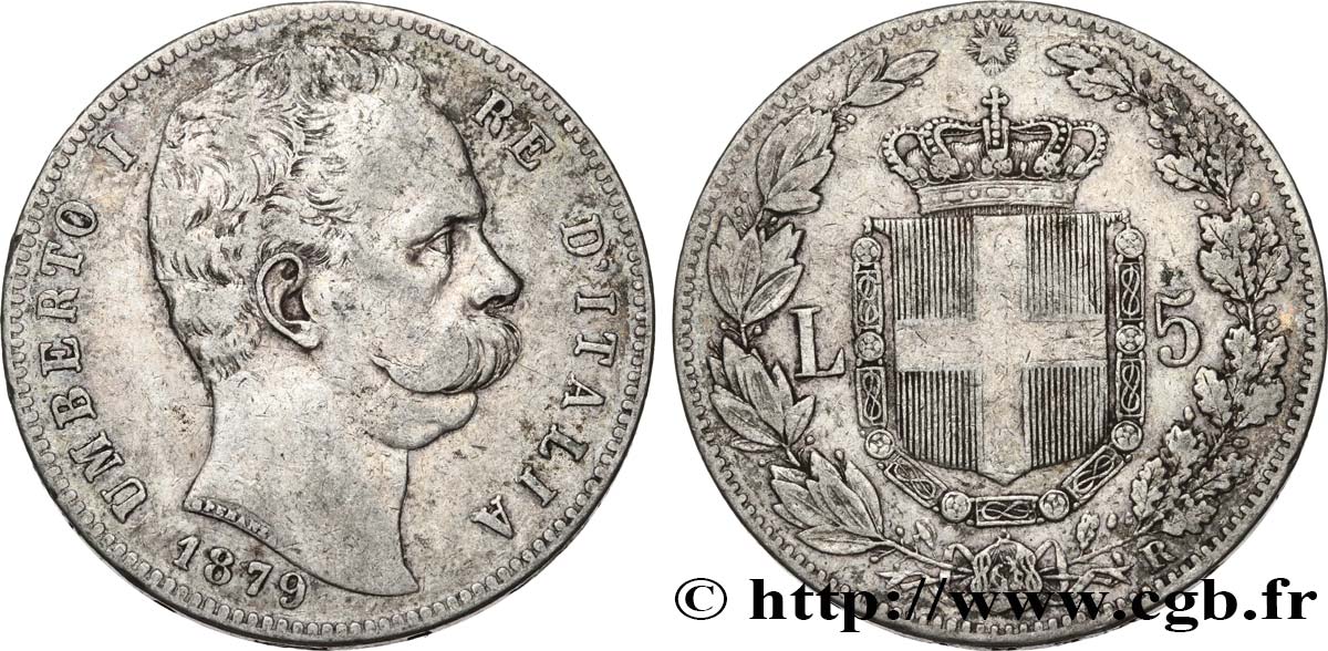 ITALIE 5 Lire Humbert Ier 1879 Rome TB+