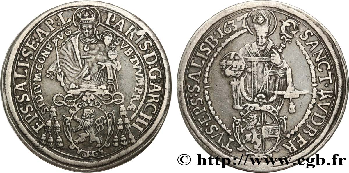 AUSTRIA - ARCHBISCHOPRIC OF SALZBURG - PARIS OF LODRON Thaler 1637 Salzbourg XF/AU autre