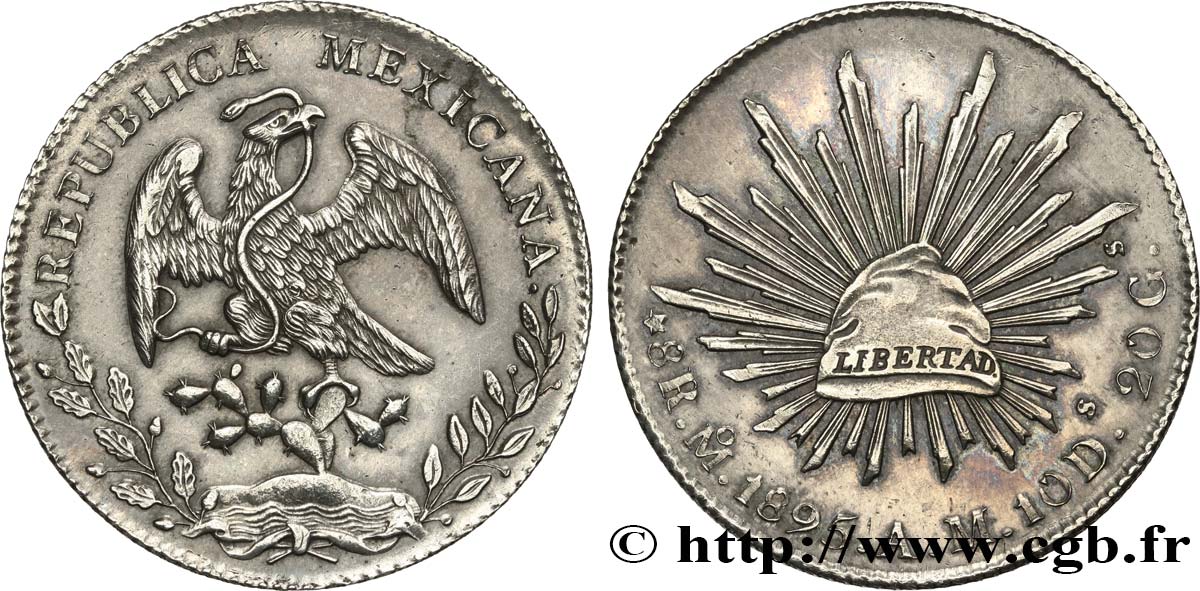 MEXICO 8 Reales 1895 Mexico - M° AU 