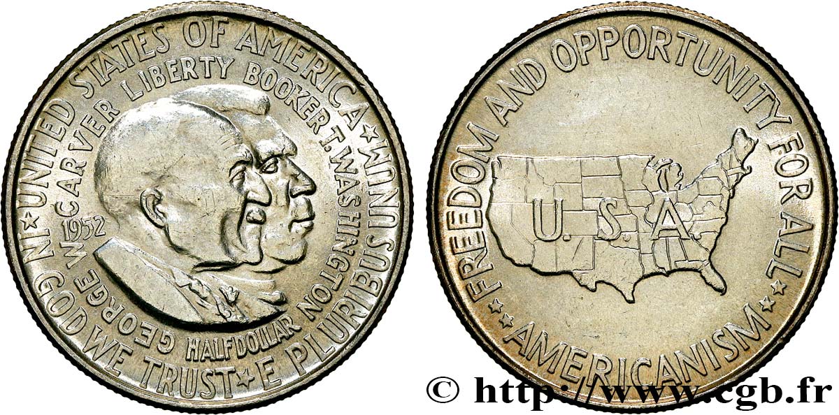 VEREINIGTE STAATEN VON AMERIKA 1/2 Dollar George Carver et Brooker T. Washington 1952 Philadelphie VZ 