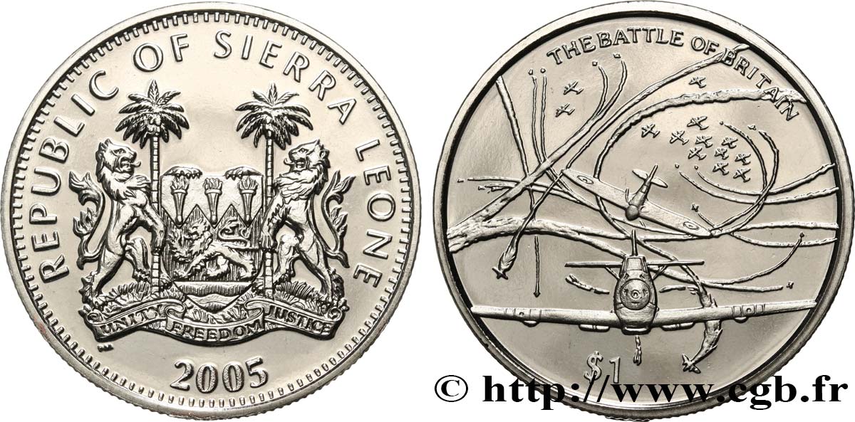 SIERRA LEONA 1 Dollar Proof Bataille d’Angleterre 2005 Pobjoy Mint FDC 