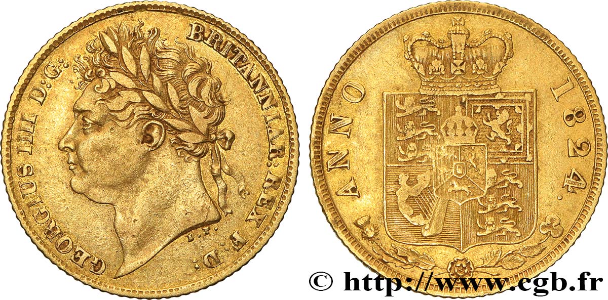 GREAT BRITAIN - GEORGE IV Demi-souverain 1824 Londres XF 