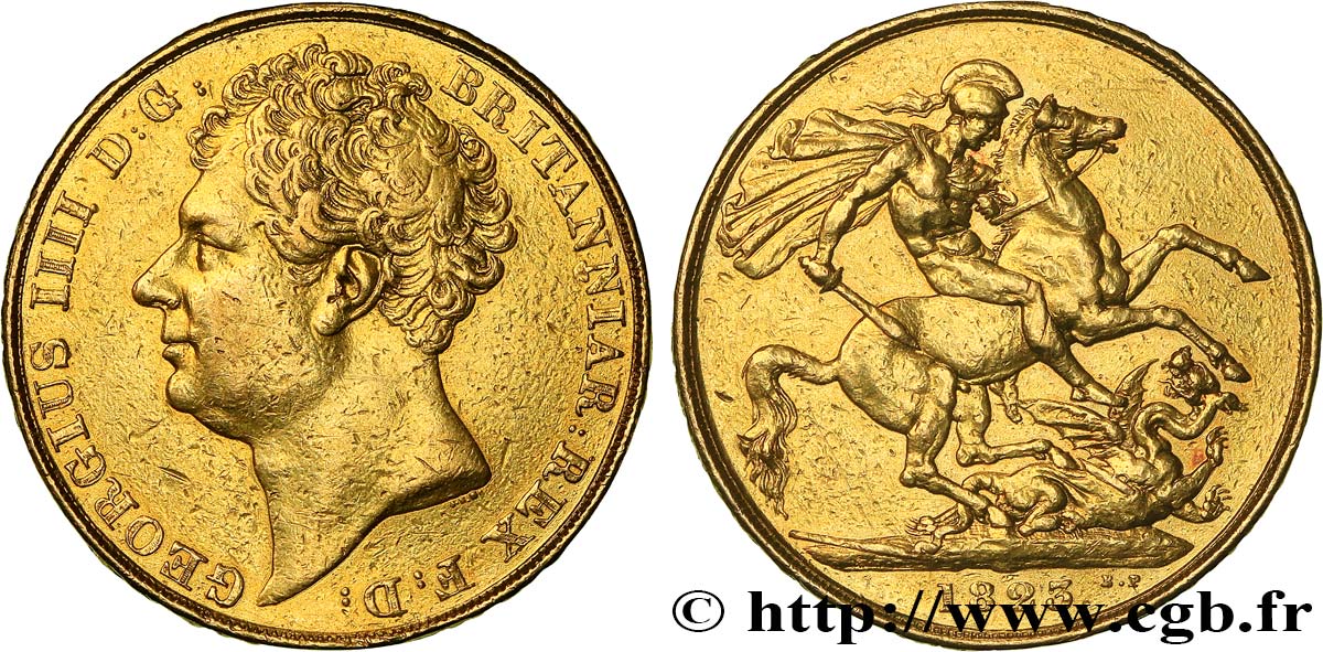 GREAT BRITAIN - GEORGE IV 2 Pounds ou double souverain 1823 Londres XF 