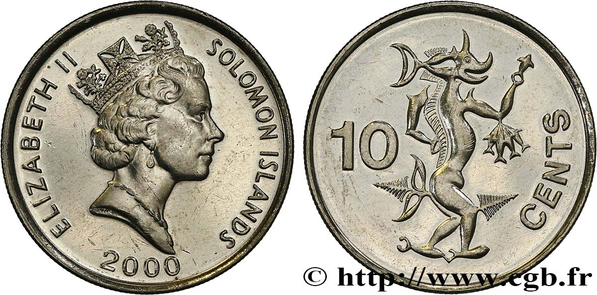 ISOLE SALAMONE 10 Cents Elisabeth II / Ngorienu l’esprit des mers 2000  MS 