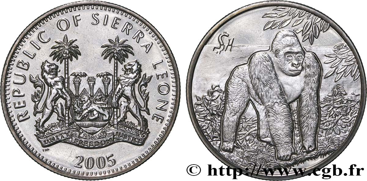 SIERRA LEONE 1 Dollar Proof gorille 2005 Pobjoy Mint fST 