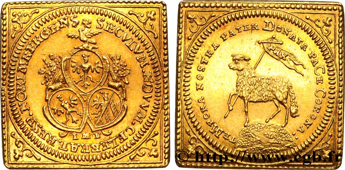 GERMANY - NUREMBERG Ducat, flan carré 1700 Nuremberg MS 