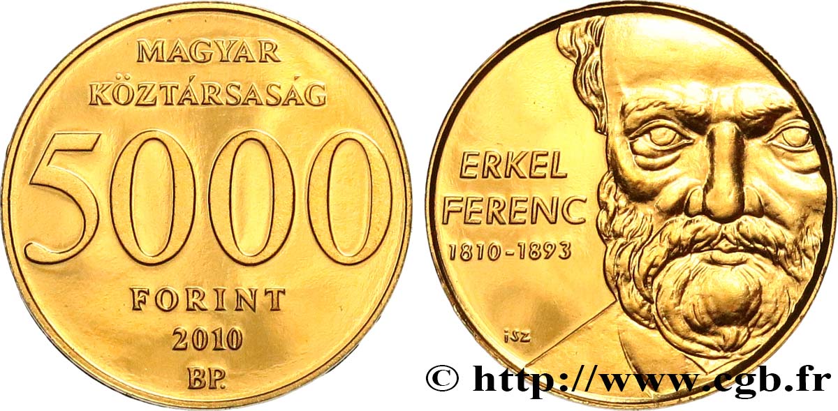 UNGHERIA 5000 Forint Proof Erkel Ferenc 2010 Budapest FDC