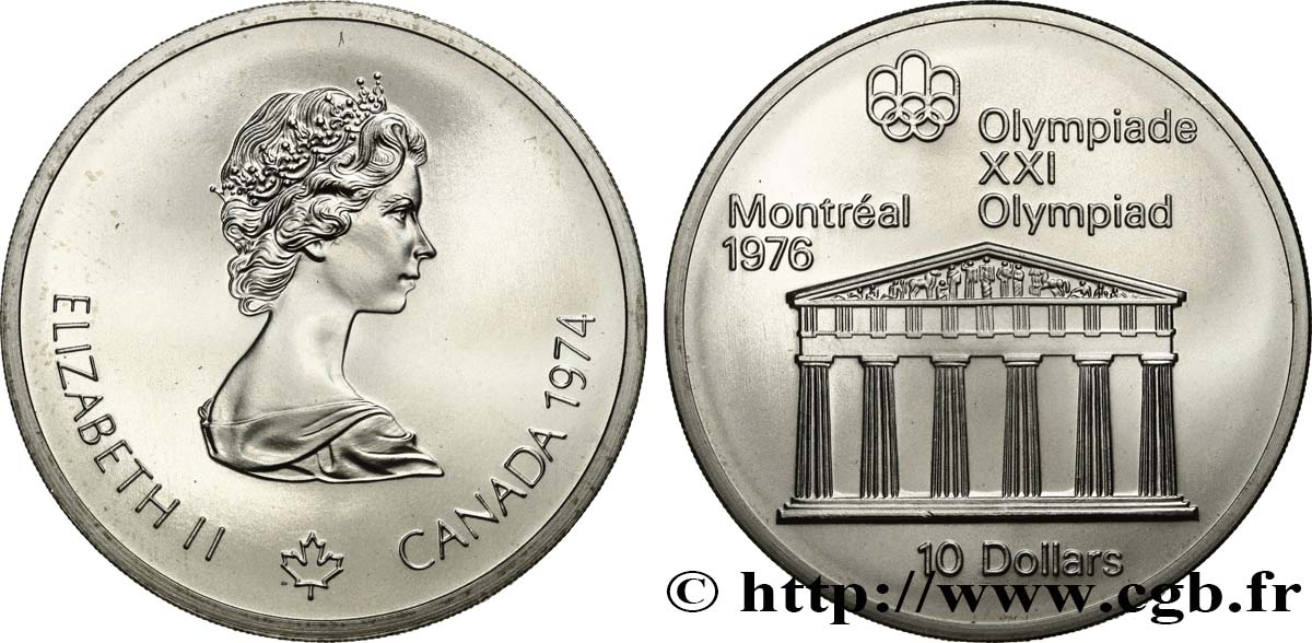 KANADA 10 Dollars JO Montréal 1976 temple de Zeus 1974  ST 