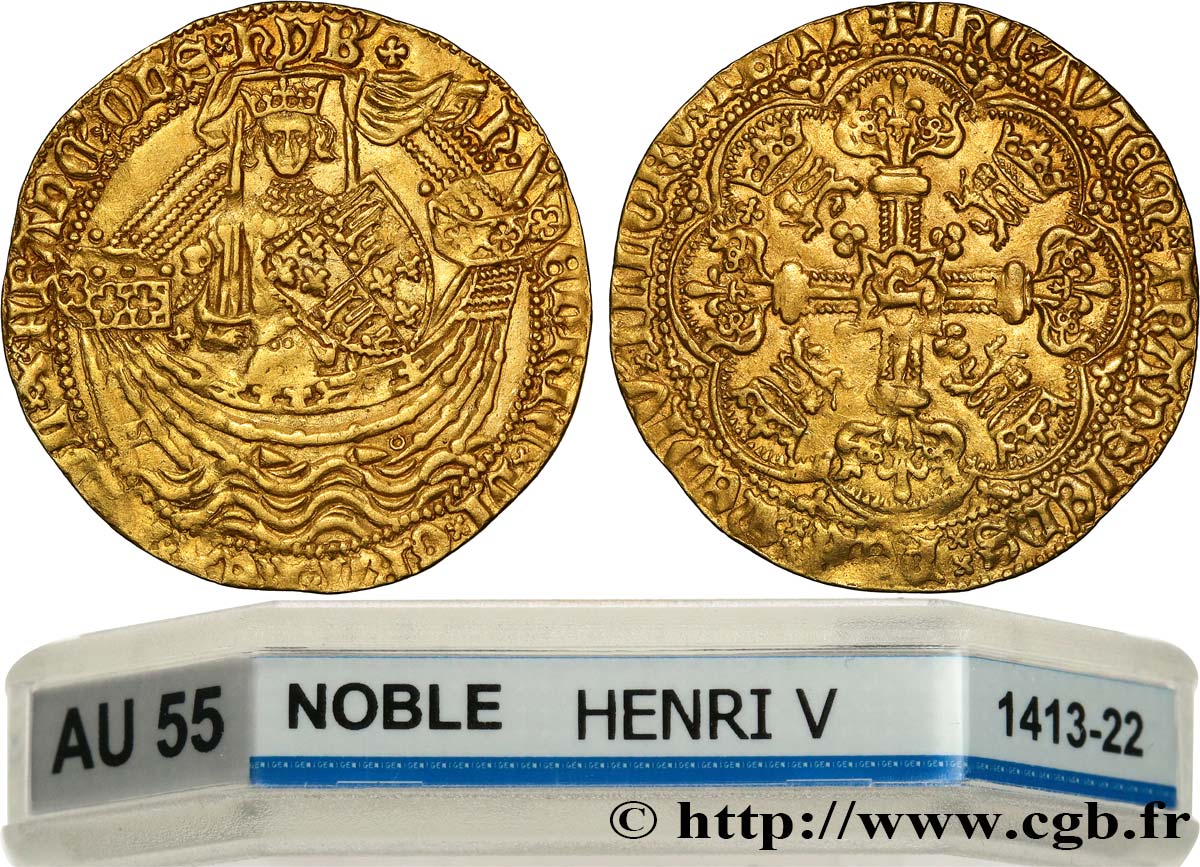 ANGLETERRE - ROYAUME D ANGLETERRE - HENRY V Noble d or n.d. Londres AU55 GENI