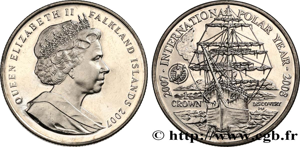 FALKLAND ISLANDS 1 Crown Proof Année Polaire Internationale 2007 Pobjoy Mint MS 