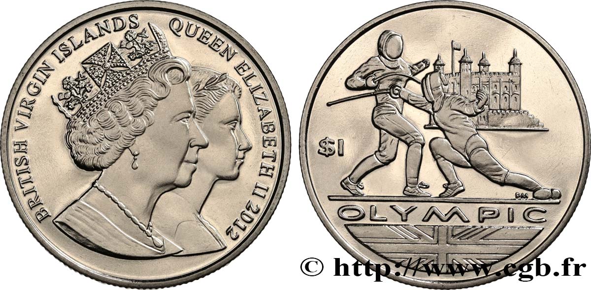 ISOLE VERGINI BRITANNICHE 1 Dollar ‘proof’ Jeux Olympiques de Londres - Escrime 2012 Pobjoy Mint MS 