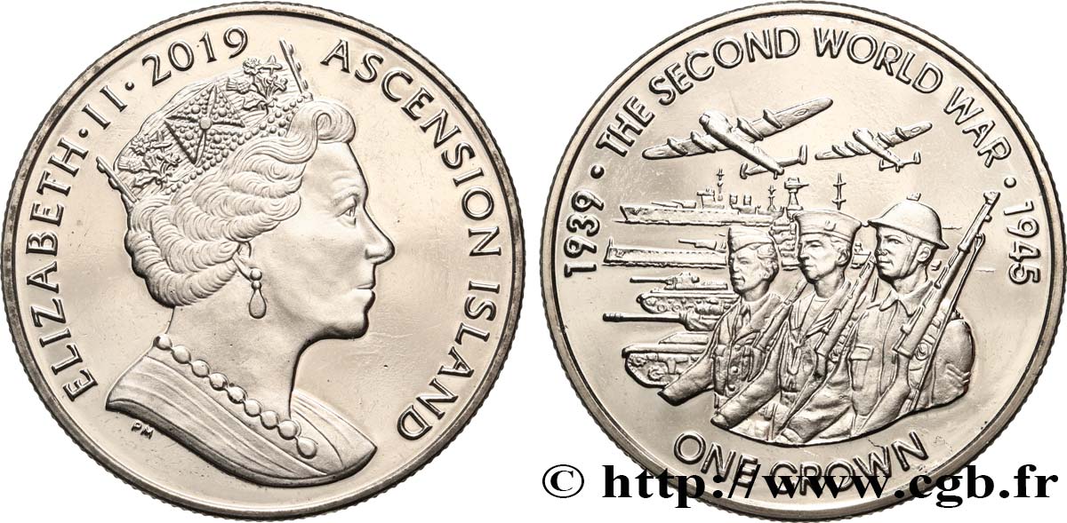 ASCENSION ISLAND 2 Pounds Proof Élisabeth II - 80e anniversaire de la Seconde Guerre Mondiale : aviateur 2019 Pobjoy Mint MS 
