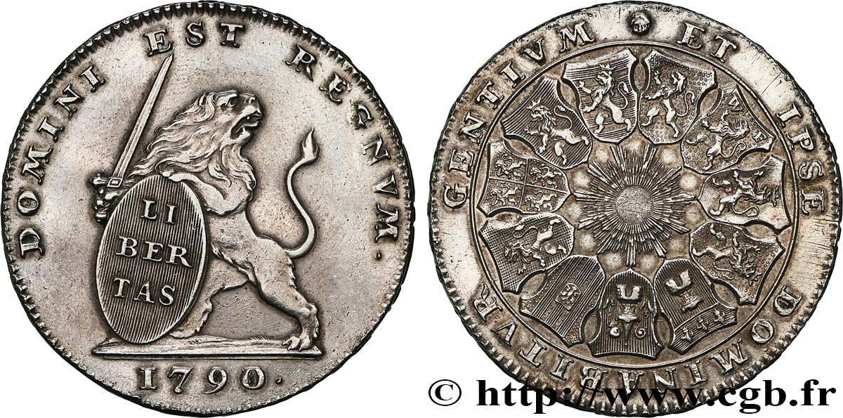 BELGIQUE - ÉTATS UNIS DE BELGIQUE Lion d’argent ou pièce de 3 florins 1790 Bruxelles EBC 