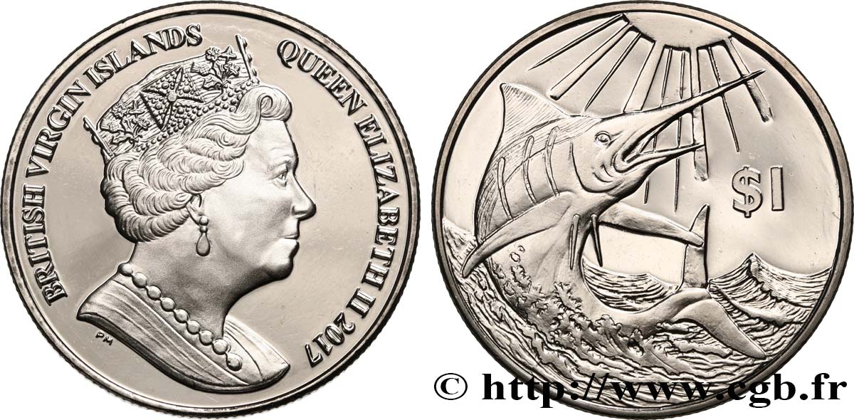 BRITISH VIRGIN ISLANDS 1 Dollar Proof Makaire bleu 2017 Pobjoy Mint MS 