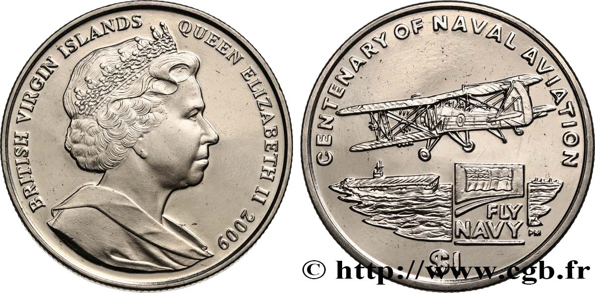 BRITISH VIRGIN ISLANDS 1 Dollar Proof Centenaire de l’aéro-navale 2009 Pobjoy Mint MS 