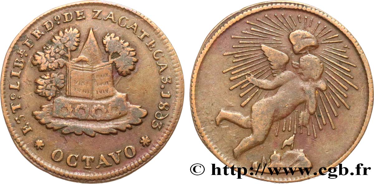 MEXICO 1/8 Real ou Octavo Zacatecas 1863 Zacatecas XF 