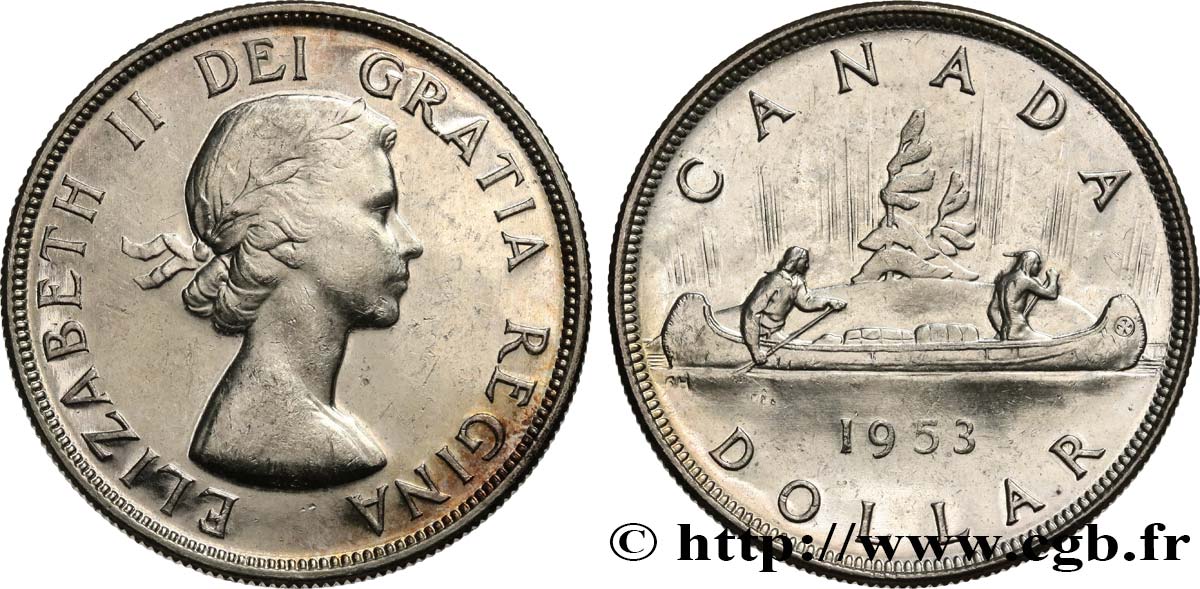 CANADA 1 Dollar Elisabeth II canoe 1953  MS 