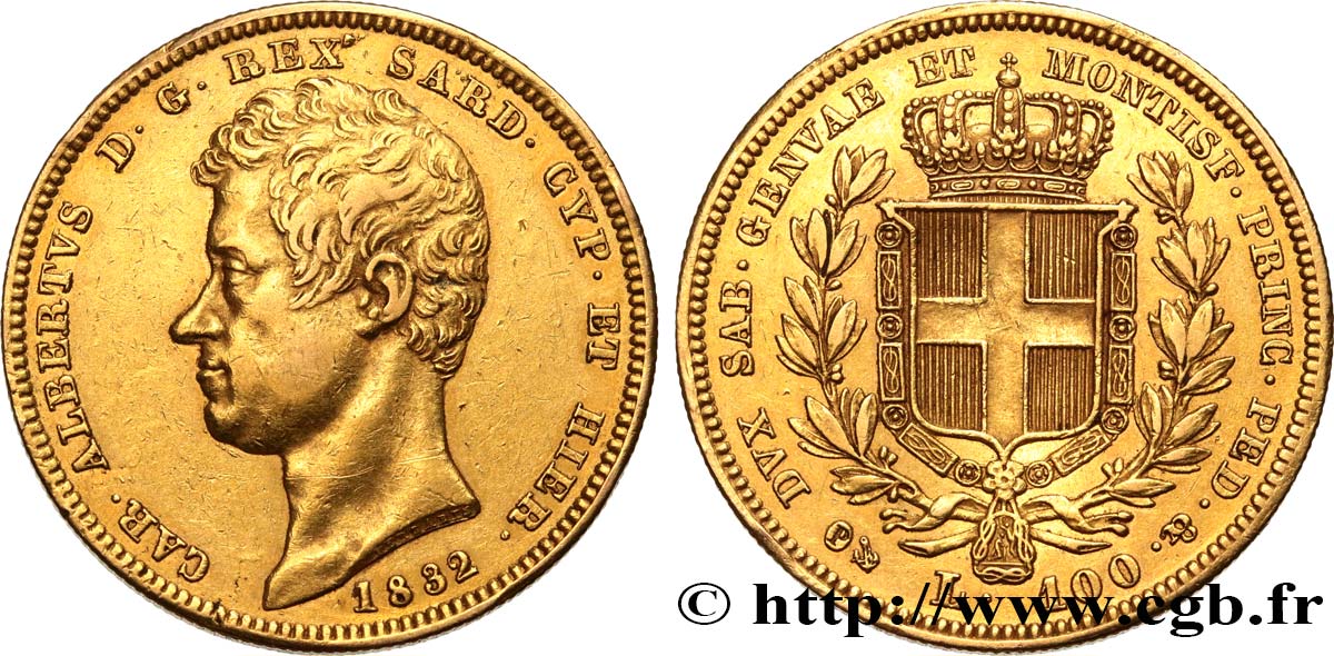 ITALIEN - KÖNIGREICH SARDINIEN -  KARL ALBERT 100 Lire  1832 Gênes fVZ 