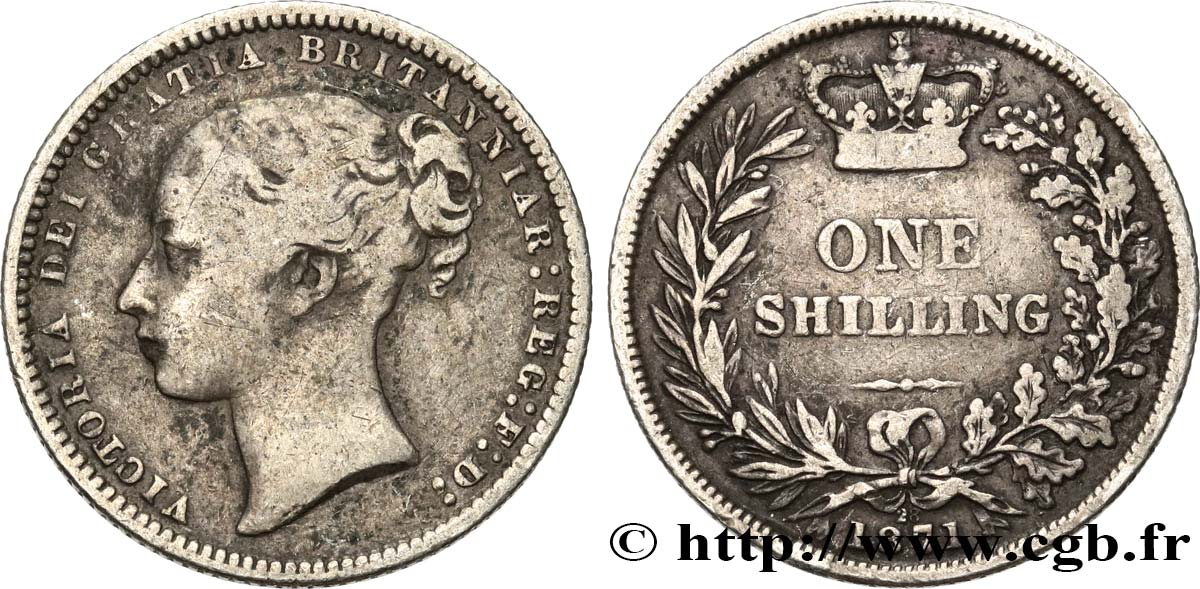 ROYAUME-UNI 1 Shilling Victoria 1871  B+ 