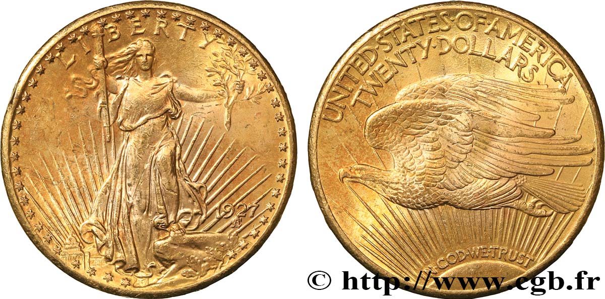 STATI UNITI D AMERICA 20 Dollars  Saint-Gaudens” 1927 Philadelphie SPL 