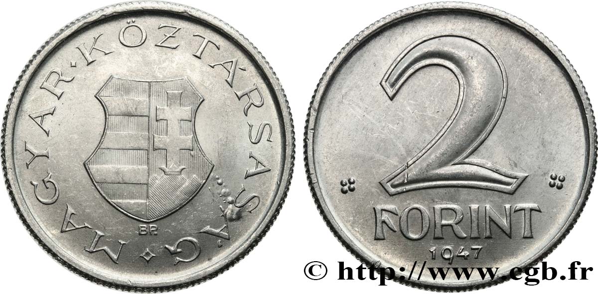 HUNGARY 2 Forint 1947 Budapest MS 
