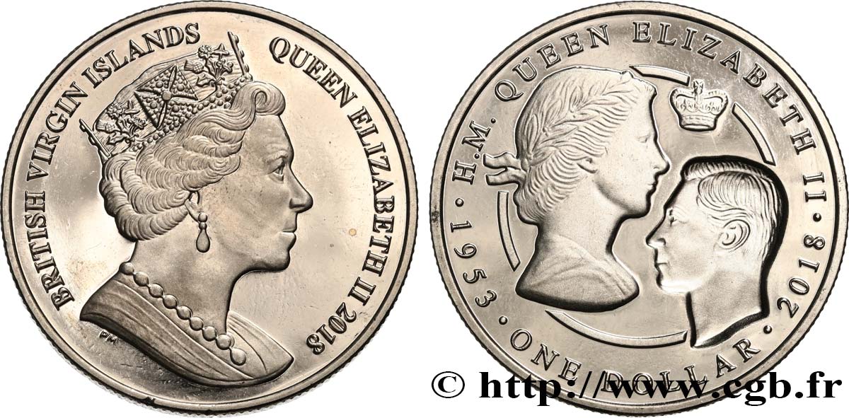 BRITISH VIRGIN ISLANDS 1 Dollar Proof Sapphire Coronation 2018 Pobjoy Mint MS 