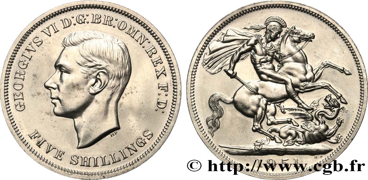 UNITED KINGDOM 1 Crown (5 Shillings) Georges VI 1951  AU 